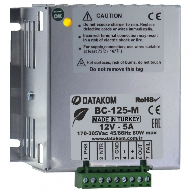 Datakom DATAKOM BC-125-M (12V/5A) Generator Battery Charger/ Stabilized power supply