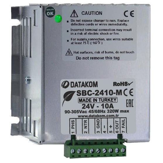 Datakom DATAKOM SBC-2410-M 24V, 10A, 4 Stage, 90-305 Vac Battery Charger