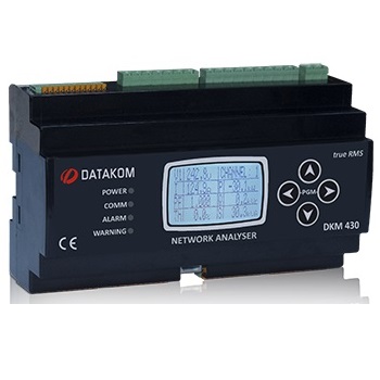Datakom DATAKOM DKM-430-PRO+GSM. Multiple network analyser, 30 CT inp, 24 fuse inp, 1.9” LCD, RS-485, USB/Device, 2-inputs, 2-outputs, GPRS Modem, DC power supply