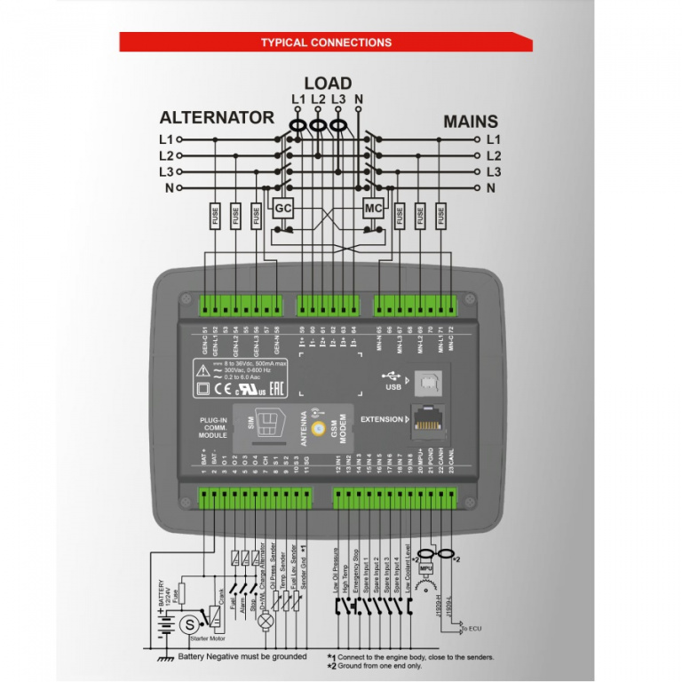 Datakom DATAKOM D-300-MK3 Multifunctional Generator Controller with MPU, J1939