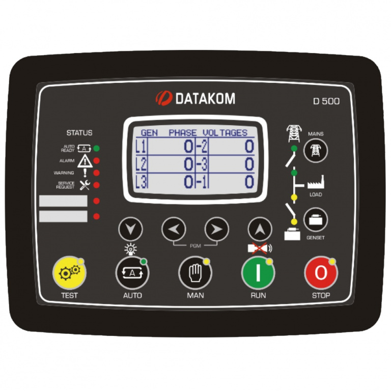 DATAKOM D-500-MK3 Multifunctional Generator Controller with MPU + J1939.  Buy online ATS, AMF, AVR, ECM, DKG controllers for diesel, gas, petrol  gensets including manual start units and auto mains failure generator  controls