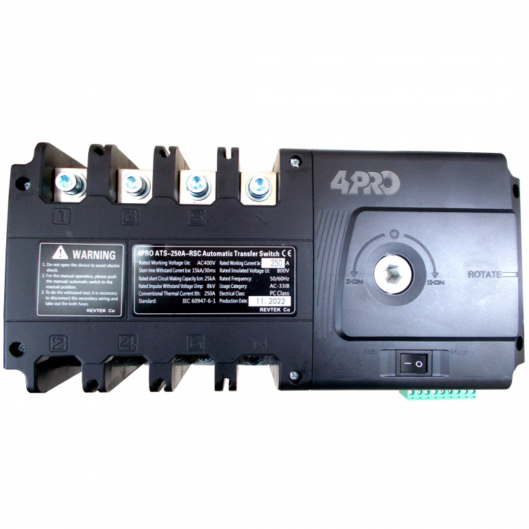 Datakom 4PRO ATS-250A-RSC-4P Automatic Changeover Transfer Switch