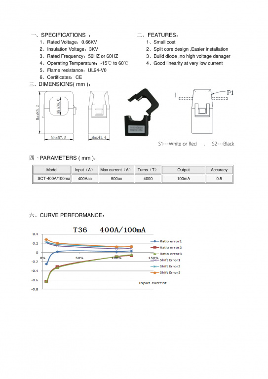 Datakom DATAKOM Current Transformer 400A/0.1A 4000turns for DKM-430, split core type 