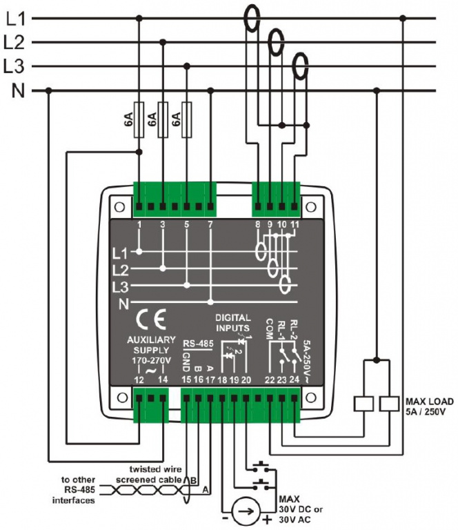 Datakom DATAKOM DKM-409-S analyser, 96x96mm, 2.9” LCD + 31 harmonics