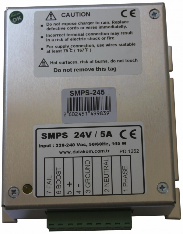 Datakom DATAKOM SMPS-245 Generator start battery charger / stabilized power supply (24V/5A)