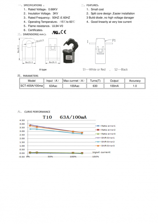 Datakom DATAKOM Current Transformer 63A/0.1A 630turns for DKM-430, split core type 