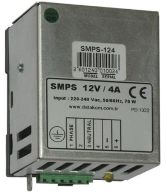 Datakom DATAKOM SMPS-124,12V/4A, DIN-Rail mounted Generator start battery charger / stabilized power supply 