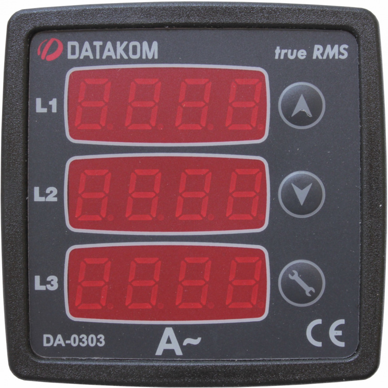 Datakom DATAKOM DA-0303 Ammeter Panel, 170-275V power supply, 3 phase, 72x72mm, 3 display