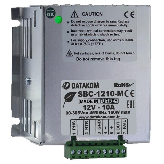 Datakom DATAKOM SBC-1210-M 12V, 10A 4 Stage 90-305 Vac Battery Charger