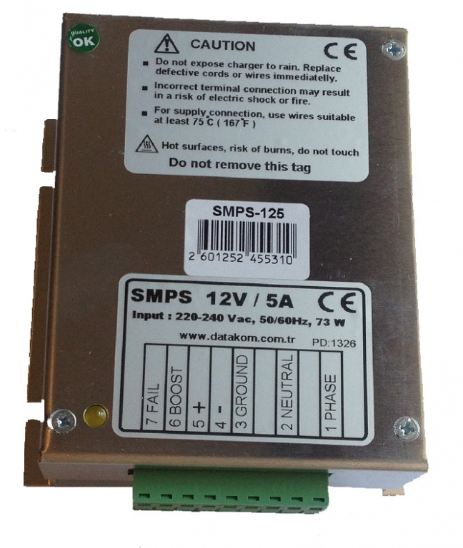 Datakom DATAKOM SMPS-125 Generator start battery charger / stabilized power supply (12V/5A)