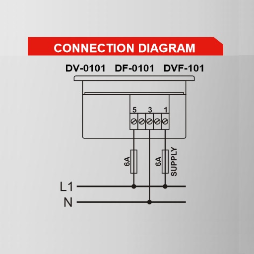 Datakom DATAKOM DVF-0101 Volt and frequency meter panel, 1 phase, 96x48mm