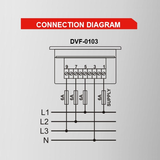 Datakom DATAKOM DVF-0103 Volt and frequency meter panel, 3 phase, 96x48mm