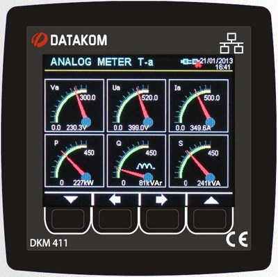 DATAKOM DKM-411 Electric network analyser, 96x96mm, Ethernet, USB-H, USB-D,RS485, RS232, I/O