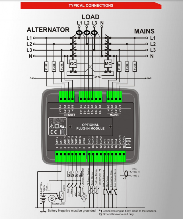 Datakom DATAKOM D-100-MK2 Multifunctional Genset Controller with J1939