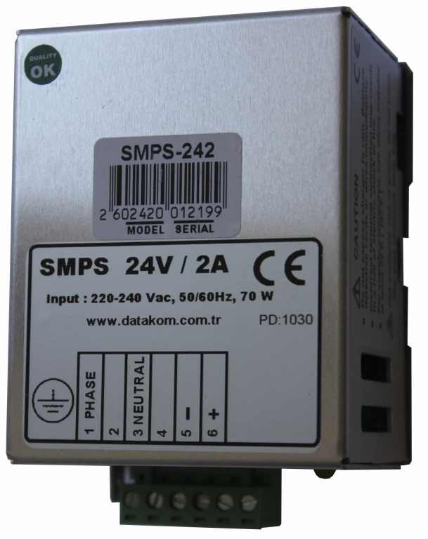 Datakom DATAKOM SMPS-242 DIN Rail mounted Generator start battery charger / stabilized power supply (24V/2A)