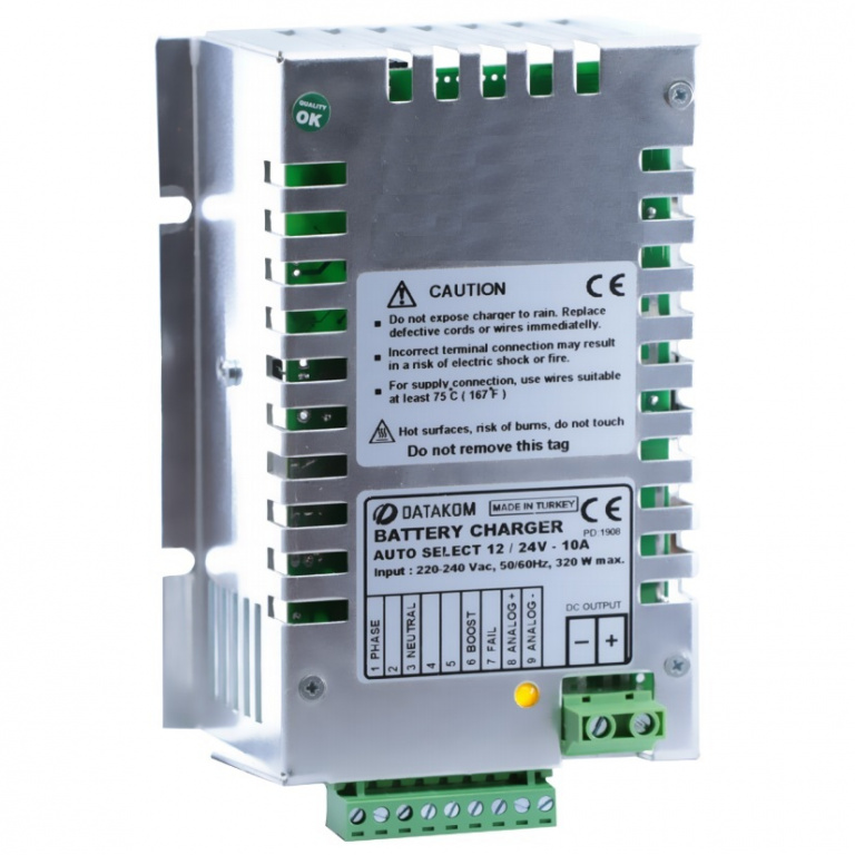 Datakom DATAKOM BC-10A Smart Battery Charger, 4-stage, reverse prot.,high eff.