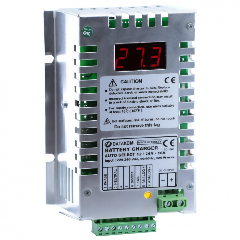 Datakom DATAKOM BC-10A-D Smart Batt. Charger, with display, 4-stage, reverse prot.,high eff.,